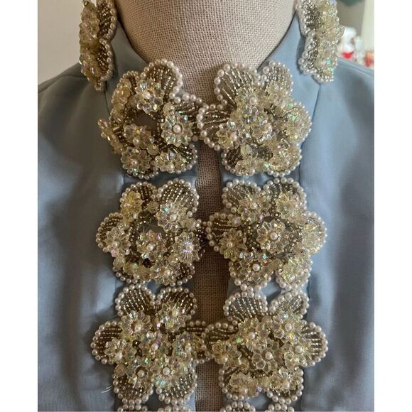 1950s babydoll dress baby blue covered in aurora borealis crystals size in pictu - Picture 3 of 8